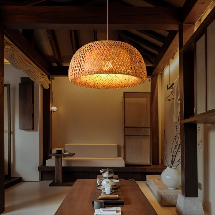 Hand-Weaved Rattan Cocoon Pendant Light - Living Room Lighting