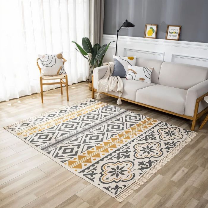 Hasbo Vintage Area Rug: Inspired by antique designs, this vintage area rug features faded hues and distressed patterns, evoking a sense of nostalgia and old-world charm that adds character to your decor.