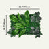 Green artificial plant wall panel featuring a combination of leafy textures, measuring 23.6” x 15.7”. Ideal for decor.