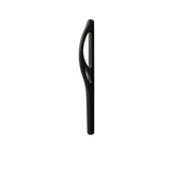 "Close-up of a sleek, black curved pull bar handle, highlighting its hollowed design and smooth finish."