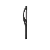 "Modern, curved Nickel pull bar handle with a sleek, hollowed design."