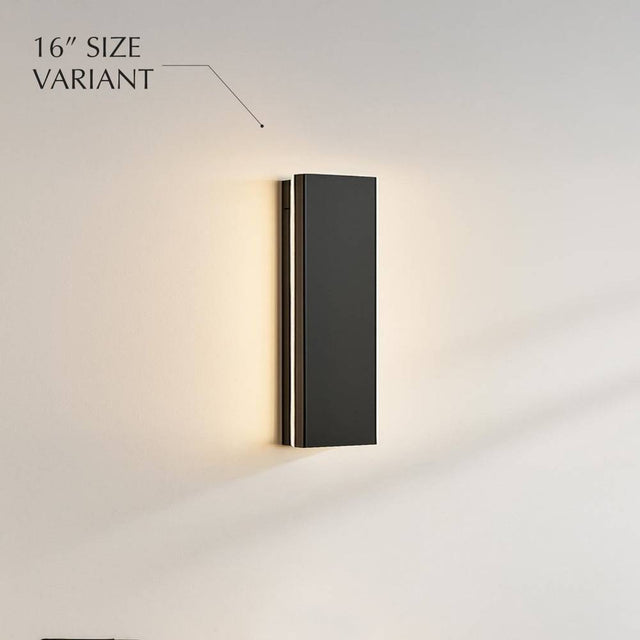 16-inch Helios LED Outdoor Wall Lamp variant in black, perfect for compact exterior spaces needing sleek lighting.