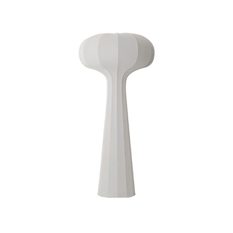 "Minimalist sculptural floor lamp with flared top and streamlined design, crafted from high-quality material in white finish, ideal for modern interiors."