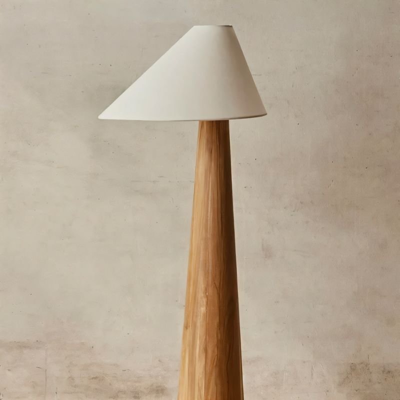 Holza Floor Lamp: Japanese-Inspired Wood & Fabric Lighting