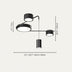 Black matte Horace ceiling light with cylindrical heads on a modern frame, 32.3" x 26.8" x 39.3" on white background.
