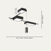 Black Horace ceiling light with three square panels and a cylindrical pendant, 107cm x 82cm, on a white background.