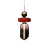 Horiz Pendant Light featuring stacked amber, red, and smoked glass geometric shapes illuminating against a white background.