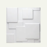 Single white Hurain PVC Wall Panel with 3D square pattern, ideal for DIY wall transformations in any room.