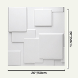 White Hurain PVC Wall Panel with 3D square design and 50cm x 50cm dimensions, perfect for easy DIY wall installations.