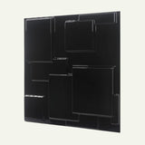 Black Hurain PVC Wall Panel with glossy 3D geometric design, suitable for stylish and modern DIY wall projects.