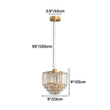 "Dimensions of a Hylona pendant light, showing a fixture height and width of 9 inches (23 cm), a canopy width of 3.9 inches (10 cm) and a cord length of 59 inches (150 cm)."