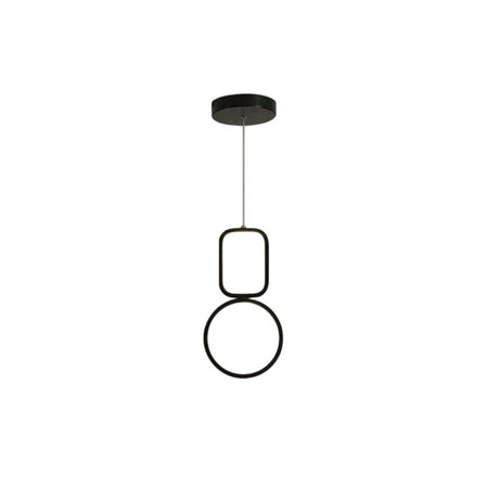 "Geometric pendant light with black metal frame and acrylic diffusers, isolated on a white background."