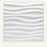 Close-up of Kerso Wall Panel showing detailed 3D wave texture in white PVC, ideal for stylish wall decor in any space.