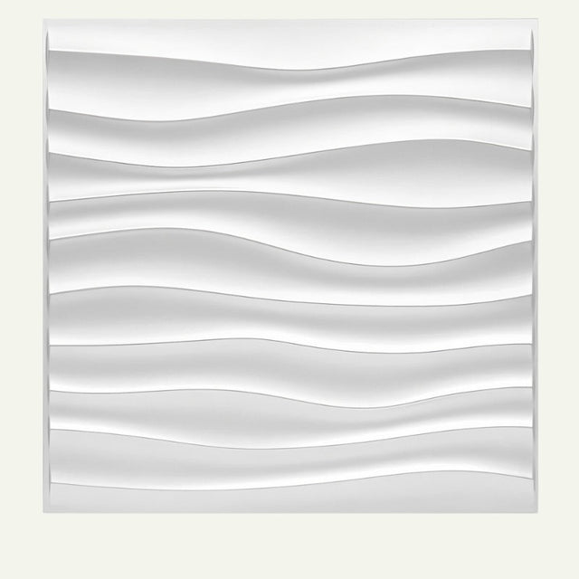 Close-up of Kerso Wall Panel showing detailed 3D wave texture in white PVC, ideal for stylish wall decor in any space.