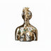 Gold-toned figurine bust with white floral details, crown top, and silvered shoulders on white background.