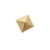 "A pyramid-shaped satin brass cabinet knob with a modern, minimalist design, suitable for contemporary kitchens and bathrooms."