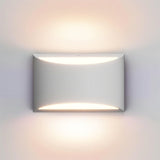 "Modern curved rectangular gypsum wall lamp, isolated on a white background, showcasing its minimalist design and up-down lighting."