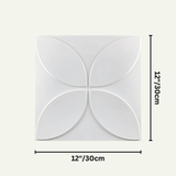 12x12 inch Kista Wall Panel in white PVC featuring a symmetrical floral pattern, perfect for stylish wall panel installations.