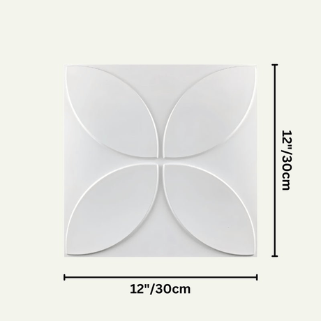 12x12 inch Kista Wall Panel in white PVC featuring a symmetrical floral pattern, perfect for stylish wall panel installations.