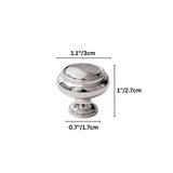 "Dimensions of a polished chrome brass cabinet knob with a classic, elegant design."