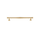 "A brass Knox pull bar handle isolated on a white background."