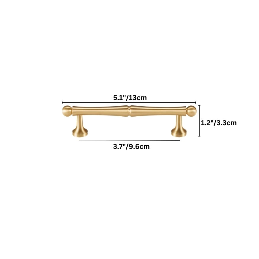 "Dimensions of a brass Knox pull bar handle."