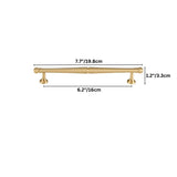 "Dimensions of a brass Knox pull bar handle for drawers."