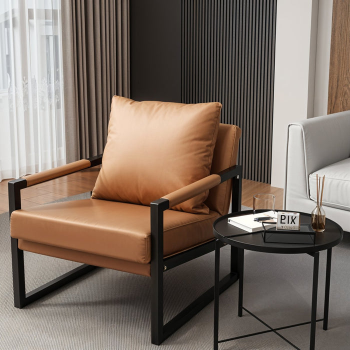 With its plush cushions and padded armrests, the Kraesio Arm Chair provides a cozy and inviting spot to relax and unwind after a long day.