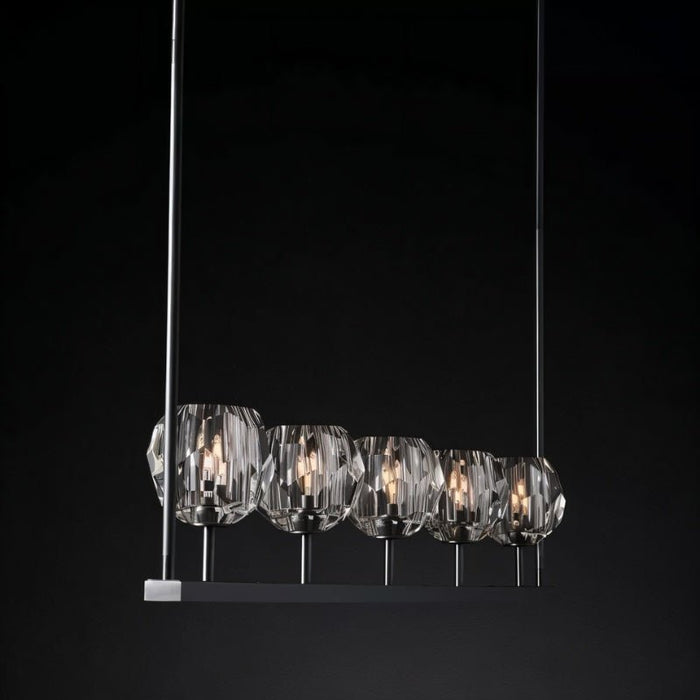 Kurst 5 Linear Glass Chandelier - Light Fixtures of Mid Century