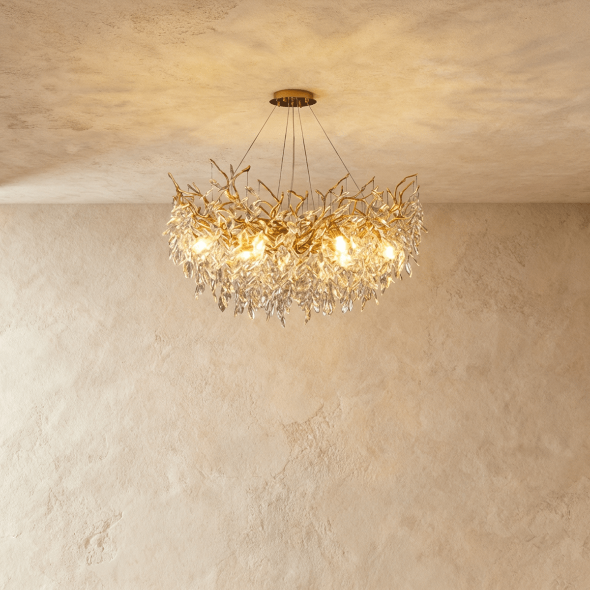 chandelierデスク LuminFan 16-Light Golden Luxury Crystal Chandelier for Living Room