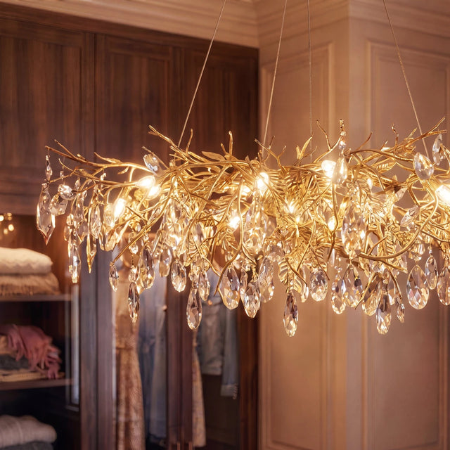 Lamean Crystal Chandelier - Modern Luxury with Golden LED Accents