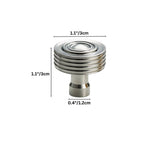 "Dimensions of a concentric ringed brass knob with a ridged surface, suitable for modern and transitional interiors."