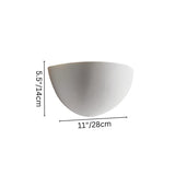 "Dimensions of the gypsum and aluminum half-sphere wall light: 5.5 inches (14 cm) in height and 11 inches (28 cm) in width, designed to add modern elegance to contemporary spaces."