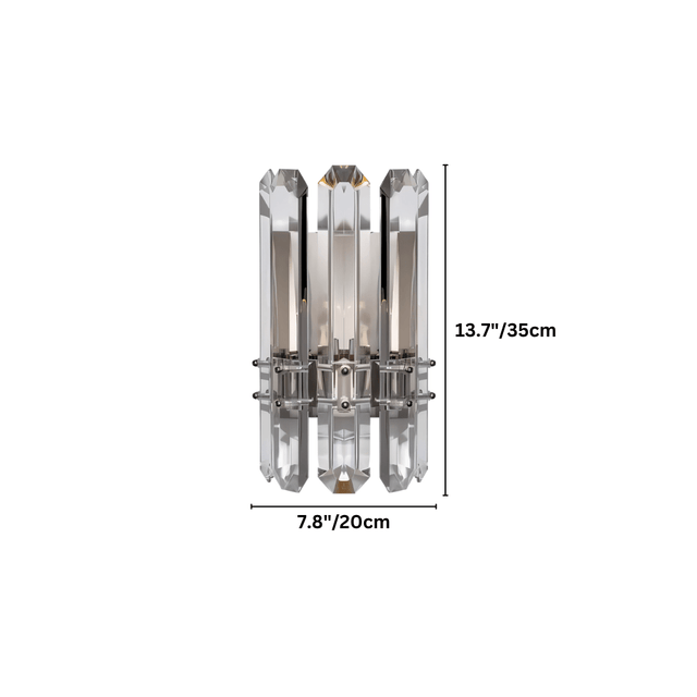 Lenvo Crystal Copper Wall Light with dimensions 13.7'' x 7.8'', ideal for elegant indoor lighting in bedrooms or hallways.