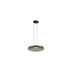 "A single grey glass disc pendant light."