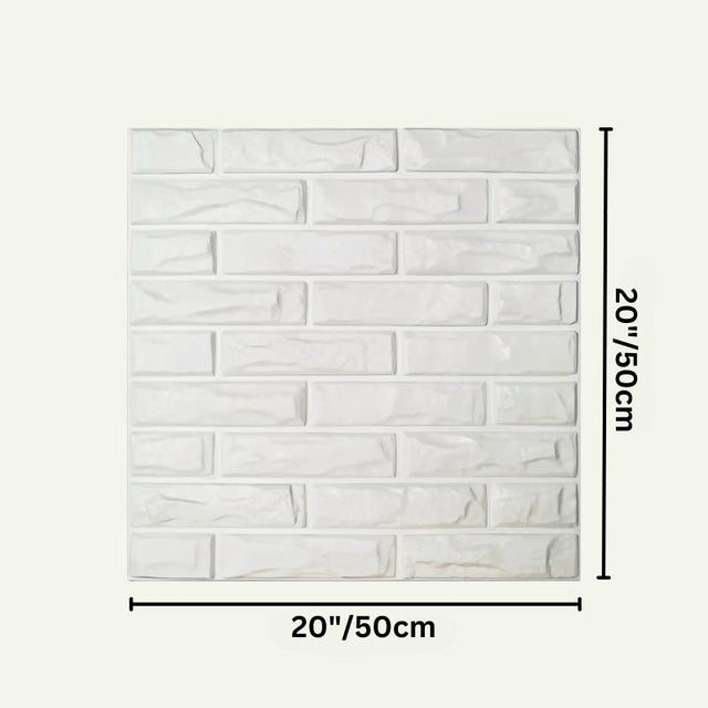 Libtu Wall Panel measuring 20x20 inches, featuring a 3D white brick design for easy-to-install PVC wall paneling.