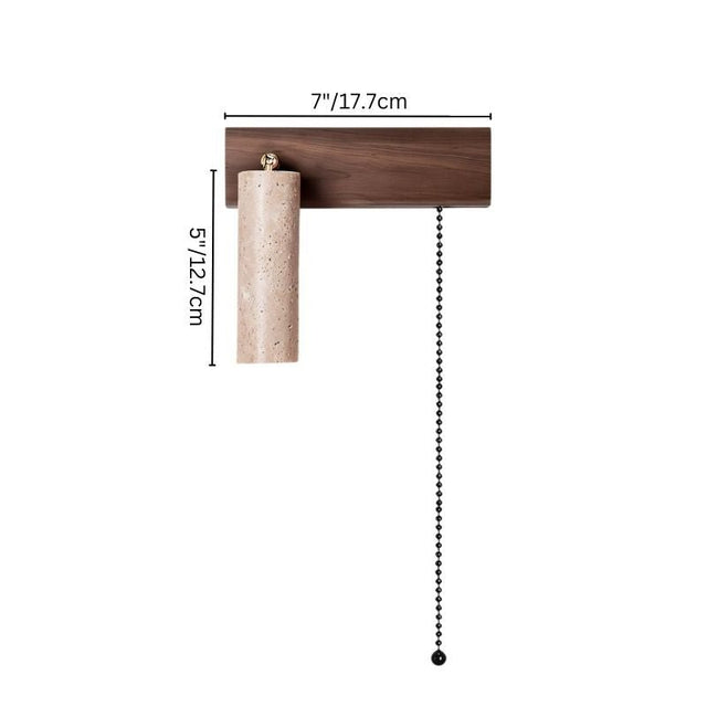 "Dimensions of the Lindr bedside wall lamp, designed for modern, minimalistic spaces with a natural wood and stone finish."