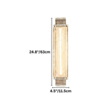 "Dimensions of a modern cylindrical wall lamp featuring metal and textured crystal."