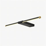 "Modern minimalist Lisorva wall lamp in black metal and PC with brass accents, ideal for contemporary bathroom lighting."