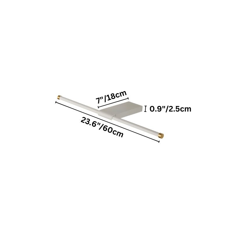 "Dimensions of the 60cm Lisorva wall lamp, a sleek and functional metal and PC fixture with brass accents, ideal for modern bathroom vanity lighting."