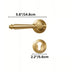Gold-finished brass door lever handle and matching escutcheon plate with dimensions shown against white background.