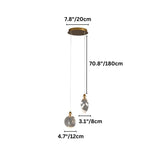 "Dimensions of the crystal pendant light: 4.7 inches (12cm) wide sphere, 3.1 inches (8cm) wide teardrop, 7.8 inches (20cm) canopy width, and 70.8 inches (180cm) maximum drop height."