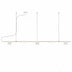 Modern minimalist pendant light fixture with brass rail and white glass shades on white background.