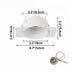 White recessed downlight with adjustable trim and mounting bracket shown from above on white background.
