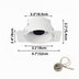 White recessed downlight with adjustable trim and included junction box, shown from front and side angles.