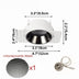 White recessed downlight with honeycomb mesh and adjustable reflector, shown with dimensions and accessories.