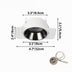 White recessed downlight with stainless steel trim and adjustable mounting bracket, shown with installation hardware.