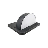 "A modern, dome-shaped outdoor wall lamp with a square base and PC diffuser, isolated on a white background."