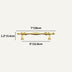 Gold cabinet pull bar with decorative knobs, showing 7-inch overall length and 5-inch hole-to-hole spacing on white background.
