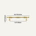 Brass cabinet pull bar with decorative finials measuring 8.3 inches wide on neutral background.